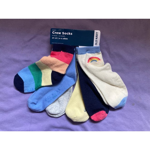 Unisex Crew Socks 6-Pack for Toddler  Size  4T-5T - Picture 1 of 5